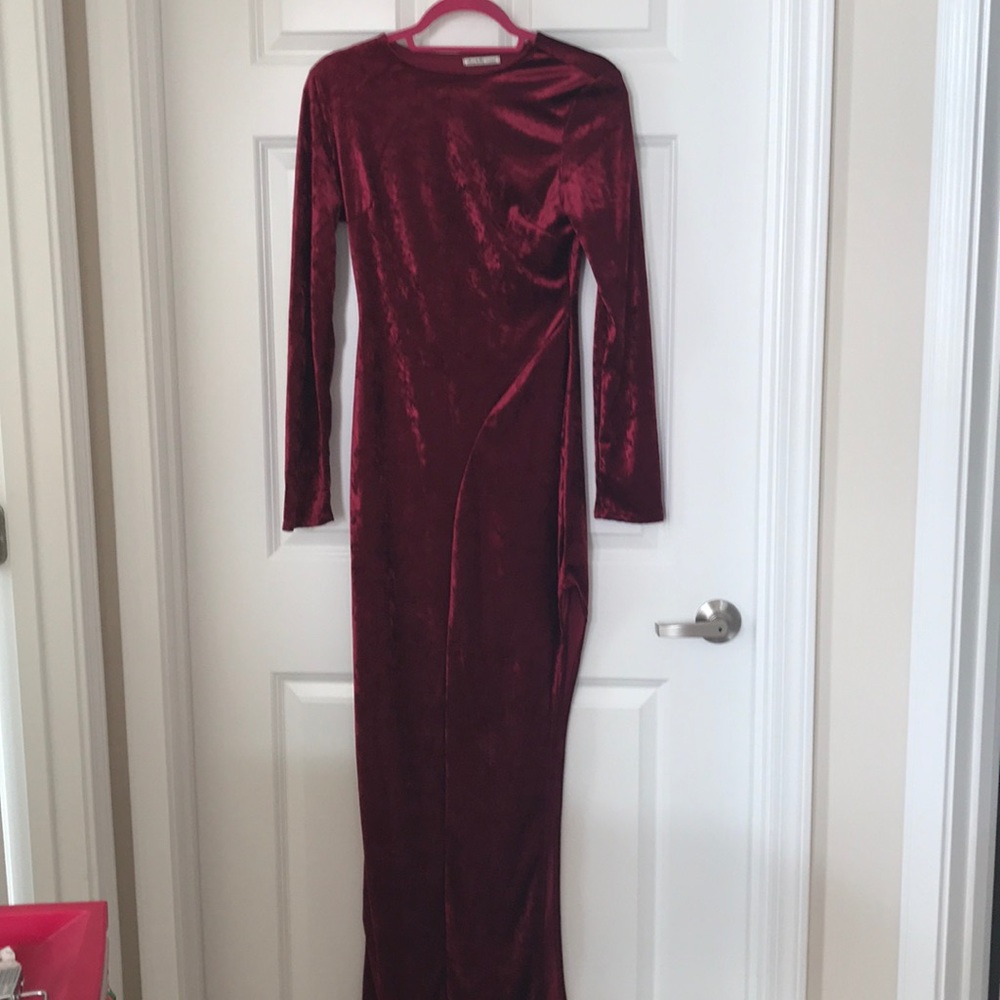 Long Red Velvet formal dress